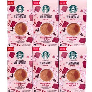 6 PK STARBUCKS Via Instant Peppermint Mocha Latte